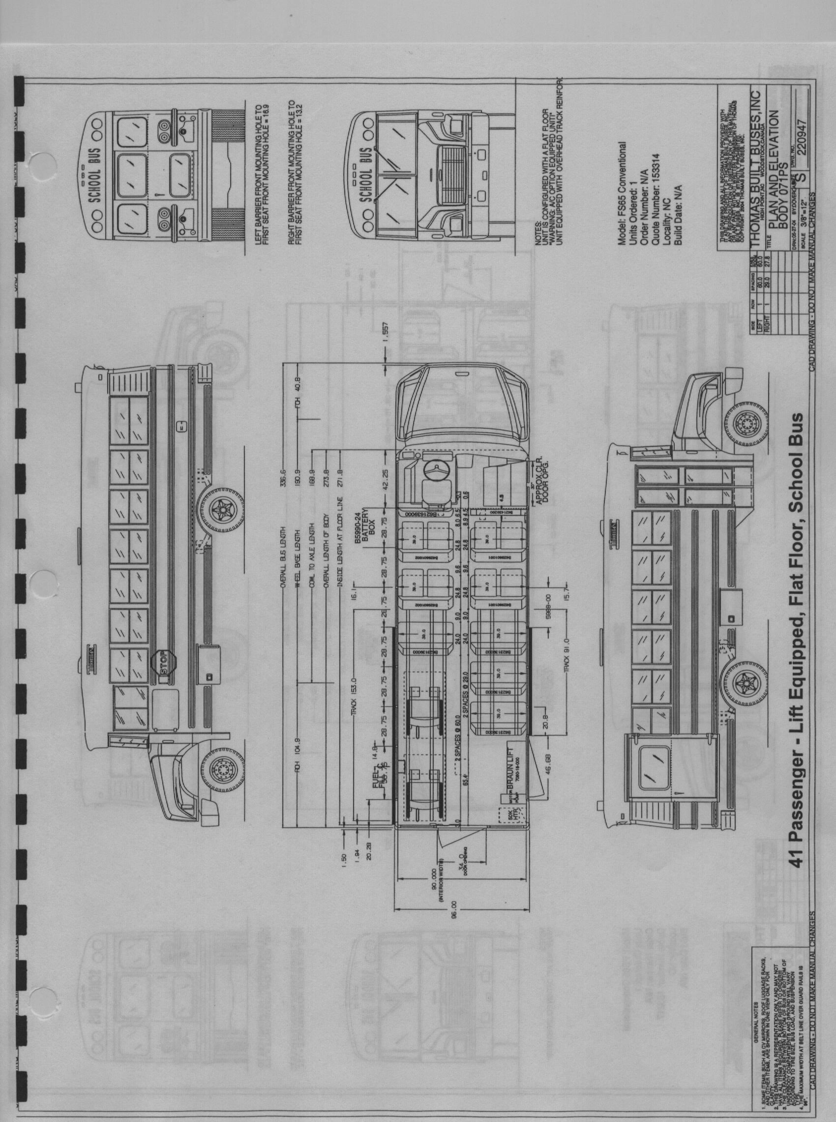 72 Passenger School Bus Seating Chart