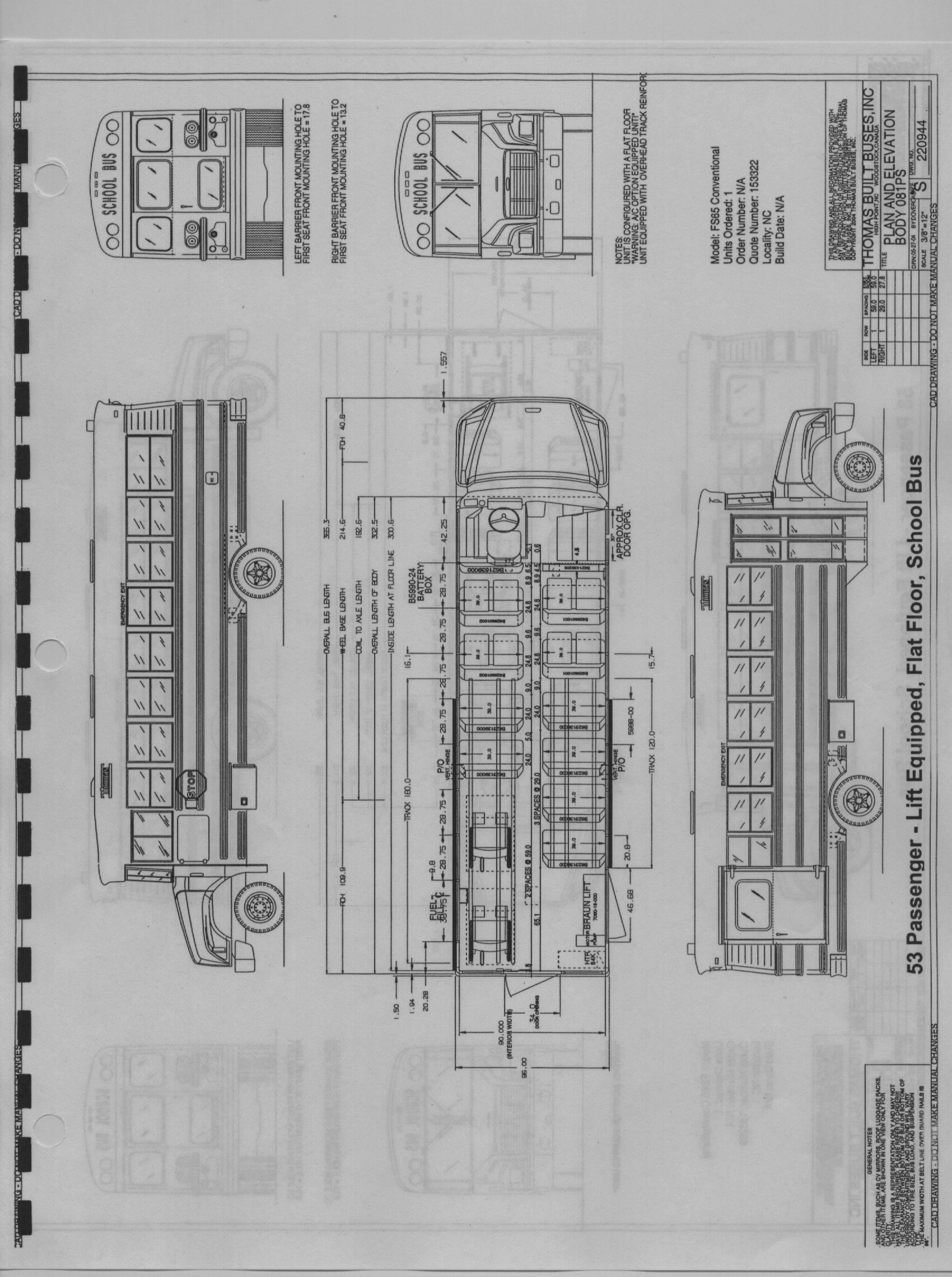 71 Passenger School Bus Seating Chart